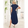 image:imageWIHOLL Summer Dresses Cap Sleeve Crewneck Maxi Long Casual Dress with Pockets Beach Vacation Sundresses 2026 TrendyNavy Blue