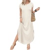 image:imageWIHOLL Summer Dresses Cap Sleeve Crewneck Maxi Long Casual Dress with Pockets Beach Vacation Sundresses 2026 TrendyPlaid Pattern