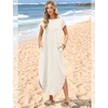 image:imageWIHOLL Summer Dresses Cap Sleeve Crewneck Maxi Long Casual Dress with Pockets Beach Vacation Sundresses 2026 TrendyPlaid Pattern