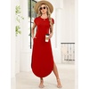 image:imageWIHOLL Summer Dresses Cap Sleeve Crewneck Maxi Long Casual Dress with Pockets Beach Vacation Sundresses 2026 TrendyRed