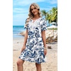 image:imageWIHOLL Summer Dresses for Women Casual Tshirt Boho Dress Wedding Guest Dresses Short Sleeve Fashion Beach Vacation Clothes1blue Ethnic Floral