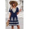 image:imageWIHOLL Summer Dresses for Women Casual Tshirt Boho Dress Wedding Guest Dresses Short Sleeve Fashion Beach Vacation Clothes1navy Ethnic Floral