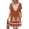 image:imageWIHOLL Summer Dresses for Women Casual Tshirt Boho Dress Wedding Guest Dresses Short Sleeve Fashion Beach Vacation Clothes1orange Flower
