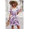 image:imageWIHOLL Summer Dresses for Women Casual Tshirt Boho Dress Wedding Guest Dresses Short Sleeve Fashion Beach Vacation Clothes1purple Ethnic Floral