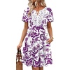image:imageWIHOLL Summer Dresses for Women Casual Tshirt Boho Dress Wedding Guest Dresses Short Sleeve Fashion Beach Vacation Clothes1purple Ethnic Floral