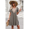 image:imageWIHOLL Summer Dresses for Women Casual Tshirt Boho Dress Wedding Guest Dresses Short Sleeve Fashion Beach Vacation Clothes2vertical Striped