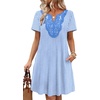 image:imageWIHOLL Summer Dresses for Women Casual Tshirt Boho Dress Wedding Guest Dresses Short Sleeve Fashion Beach Vacation ClothesBlue Stripes