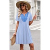 image:imageWIHOLL Summer Dresses for Women Casual Tshirt Boho Dress Wedding Guest Dresses Short Sleeve Fashion Beach Vacation ClothesBlue Stripes