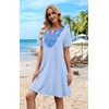 image:imageWIHOLL Summer Dresses for Women Casual Tshirt Boho Dress Wedding Guest Dresses Short Sleeve Fashion Beach Vacation ClothesBlue Stripes