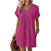 image:imageWIHOLL Summer Dresses for Women Casual Tshirt Dress Midi Dresses Fashion Beach Vacation Clothes0hot Pink