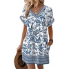 image:imageWIHOLL Summer Dresses for Women Casual Tshirt Dress Midi Dresses Fashion Beach Vacation Clothes1blue White Ethnic
