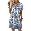 image:imageWIHOLL Summer Dresses for Women Casual Tshirt Dress Midi Dresses Fashion Beach Vacation Clothes1blue White Ethnic