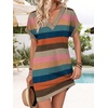 image:imageWIHOLL Summer Dresses for Women Casual Tshirt Dress Midi Dresses Fashion Beach Vacation Clothes1colorful Stripe