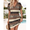 image:imageWIHOLL Summer Dresses for Women Casual Tshirt Dress Midi Dresses Fashion Beach Vacation ClothesBrown Stripe