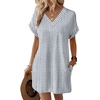 image:imageWIHOLL Summer Dresses for Women Casual Tshirt Dress Midi Dresses Fashion Beach Vacation ClothesGrey Blue Stripe
