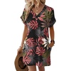 image:imageWIHOLL Summer Dresses for Women Casual Tshirt Dress Midi Dresses Fashion Beach Vacation ClothesPink Tropical Leaf