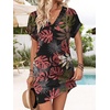 image:imageWIHOLL Summer Dresses for Women Casual Tshirt Dress Midi Dresses Fashion Beach Vacation ClothesPink Tropical Leaf