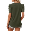 image:imageWIHOLL Summer Tops for Women Puff Sleeve Crewneck T Shirts Dressy Casual Blouses Spring Outfits Fashion ClothesArmy Green