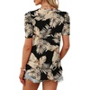 image:imageWIHOLL Summer Tops for Women Puff Sleeve Crewneck T Shirts Dressy Casual Blouses Spring Outfits Fashion ClothesBeige Leaf