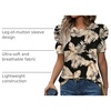 image:imageWIHOLL Summer Tops for Women Puff Sleeve Crewneck T Shirts Dressy Casual Blouses Spring Outfits Fashion ClothesBeige Leaf