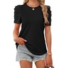image:imageWIHOLL Summer Tops for Women Puff Sleeve Crewneck T Shirts Dressy Casual Blouses Spring Outfits Fashion ClothesBlack