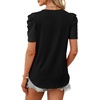 image:imageWIHOLL Summer Tops for Women Puff Sleeve Crewneck T Shirts Dressy Casual Blouses Spring Outfits Fashion ClothesBlack