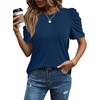 image:imageWIHOLL Summer Tops for Women Puff Sleeve Crewneck T Shirts Dressy Casual Blouses Spring Outfits Fashion ClothesBlue