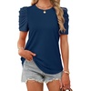 image:imageWIHOLL Summer Tops for Women Puff Sleeve Crewneck T Shirts Dressy Casual Blouses Spring Outfits Fashion ClothesBlue