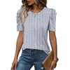 image:imageWIHOLL Summer Tops for Women Puff Sleeve Crewneck T Shirts Dressy Casual Blouses Spring Outfits Fashion ClothesBlue Strips