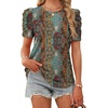 image:imageWIHOLL Summer Tops for Women Puff Sleeve Crewneck T Shirts Dressy Casual Blouses Spring Outfits Fashion ClothesBoho