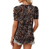 image:imageWIHOLL Summer Tops for Women Puff Sleeve Crewneck T Shirts Dressy Casual Blouses Spring Outfits Fashion ClothesColorful Flowers