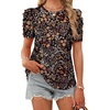 image:imageWIHOLL Summer Tops for Women Puff Sleeve Crewneck T Shirts Dressy Casual Blouses Spring Outfits Fashion ClothesColorful Flowers