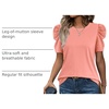 image:imageWIHOLL Summer Tops for Women Puff Sleeve Crewneck T Shirts Dressy Casual Blouses Spring Outfits Fashion ClothesCoral