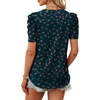 image:imageWIHOLL Summer Tops for Women Puff Sleeve Crewneck T Shirts Dressy Casual Blouses Spring Outfits Fashion ClothesDark Green Floral