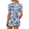image:imageWIHOLL Summer Tops for Women Puff Sleeve Crewneck T Shirts Dressy Casual Blouses Spring Outfits Fashion ClothesFloral Blue