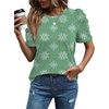 image:imageWIHOLL Summer Tops for Women Puff Sleeve Crewneck T Shirts Dressy Casual Blouses Spring Outfits Fashion ClothesFloral Green