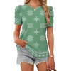 image:imageWIHOLL Summer Tops for Women Puff Sleeve Crewneck T Shirts Dressy Casual Blouses Spring Outfits Fashion ClothesFloral Green