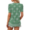 image:imageWIHOLL Summer Tops for Women Puff Sleeve Crewneck T Shirts Dressy Casual Blouses Spring Outfits Fashion ClothesFloral Green