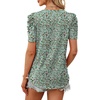 image:imageWIHOLL Summer Tops for Women Puff Sleeve Crewneck T Shirts Dressy Casual Blouses Spring Outfits Fashion ClothesFloral Green2