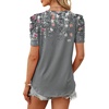 image:imageWIHOLL Summer Tops for Women Puff Sleeve Crewneck T Shirts Dressy Casual Blouses Spring Outfits Fashion ClothesFloral Grey