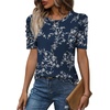 image:imageWIHOLL Summer Tops for Women Puff Sleeve Crewneck T Shirts Dressy Casual Blouses Spring Outfits Fashion ClothesFloral Navy