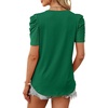 image:imageWIHOLL Summer Tops for Women Puff Sleeve Crewneck T Shirts Dressy Casual Blouses Spring Outfits Fashion ClothesGreen