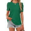 image:imageWIHOLL Summer Tops for Women Puff Sleeve Crewneck T Shirts Dressy Casual Blouses Spring Outfits Fashion ClothesGreen