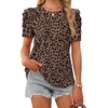 image:imageWIHOLL Summer Tops for Women Puff Sleeve Crewneck T Shirts Dressy Casual Blouses Spring Outfits Fashion ClothesLeopard Print