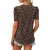 image:imageWIHOLL Summer Tops for Women Puff Sleeve Crewneck T Shirts Dressy Casual Blouses Spring Outfits Fashion ClothesLeopard Print