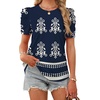 image:imageWIHOLL Summer Tops for Women Puff Sleeve Crewneck T Shirts Dressy Casual Blouses Spring Outfits Fashion ClothesNavy Blue Boho