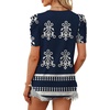 image:imageWIHOLL Summer Tops for Women Puff Sleeve Crewneck T Shirts Dressy Casual Blouses Spring Outfits Fashion ClothesNavy Blue Boho