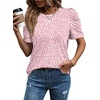 image:imageWIHOLL Summer Tops for Women Puff Sleeve Crewneck T Shirts Dressy Casual Blouses Spring Outfits Fashion ClothesPink Dot