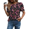 image:imageWIHOLL Summer Tops for Women Puff Sleeve Crewneck T Shirts Dressy Casual Blouses Spring Outfits Fashion ClothesPretty Flowers
