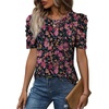 image:imageWIHOLL Summer Tops for Women Puff Sleeve Crewneck T Shirts Dressy Casual Blouses Spring Outfits Fashion ClothesPretty Flowers